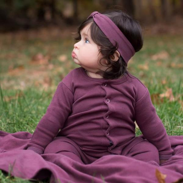 L'ovedbaby Organic Gl'oved Footed Overall - Eggplant