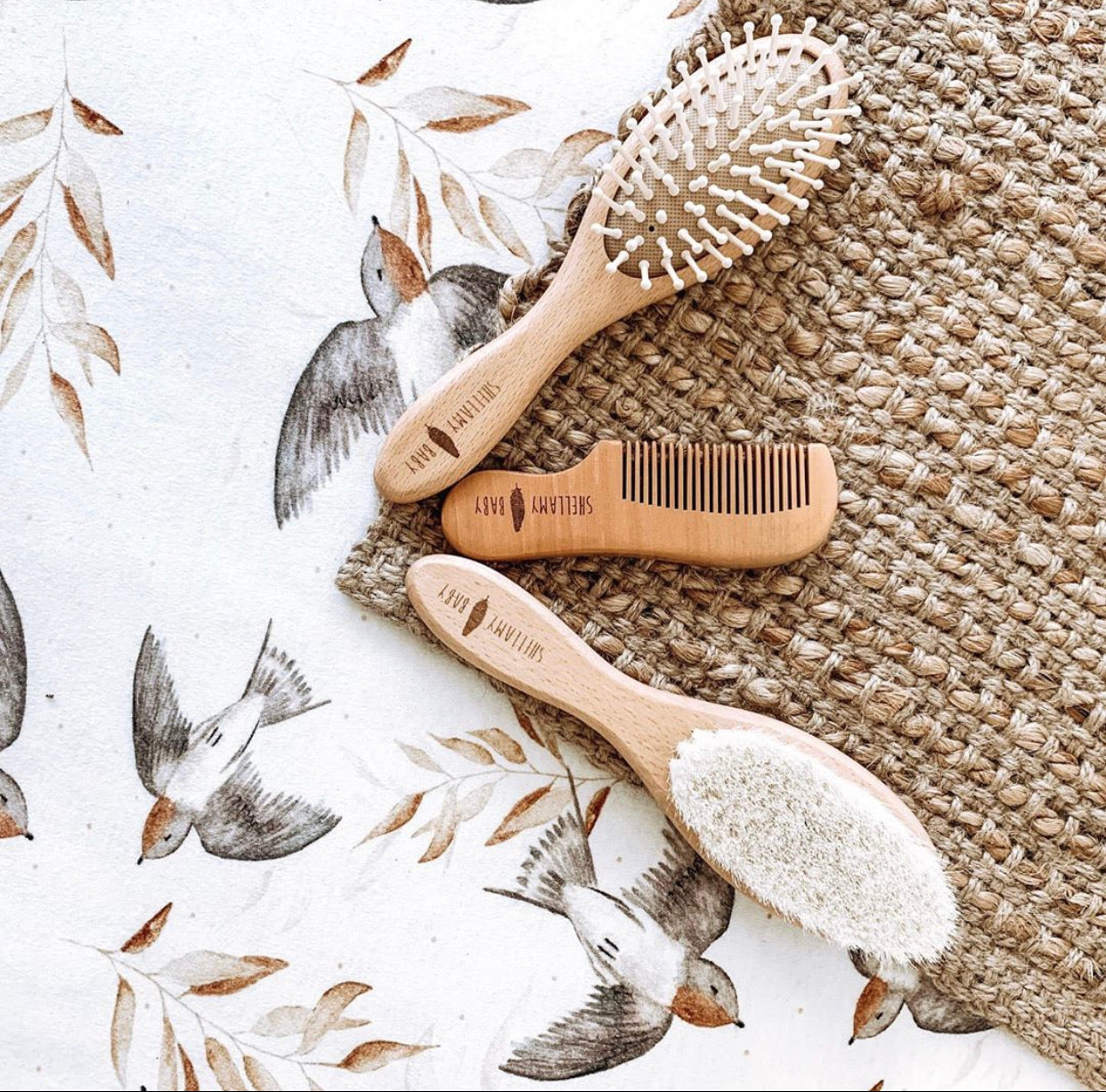 3 Piece Wooden Brush Set