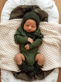 Olive Merino Wool Bonnet & Booties