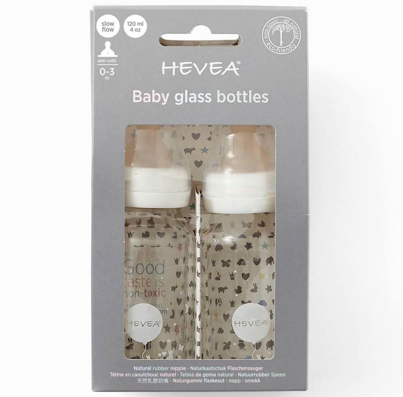 Hevea - Glass Bottle - 120ml - 2 Pack - White Screw Cap