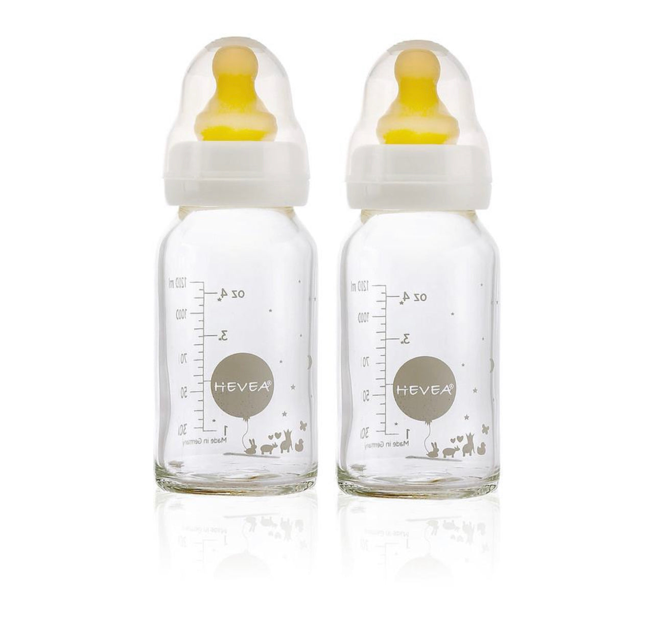 Hevea - Glass Bottle - 120ml - 2 Pack - White Screw Cap