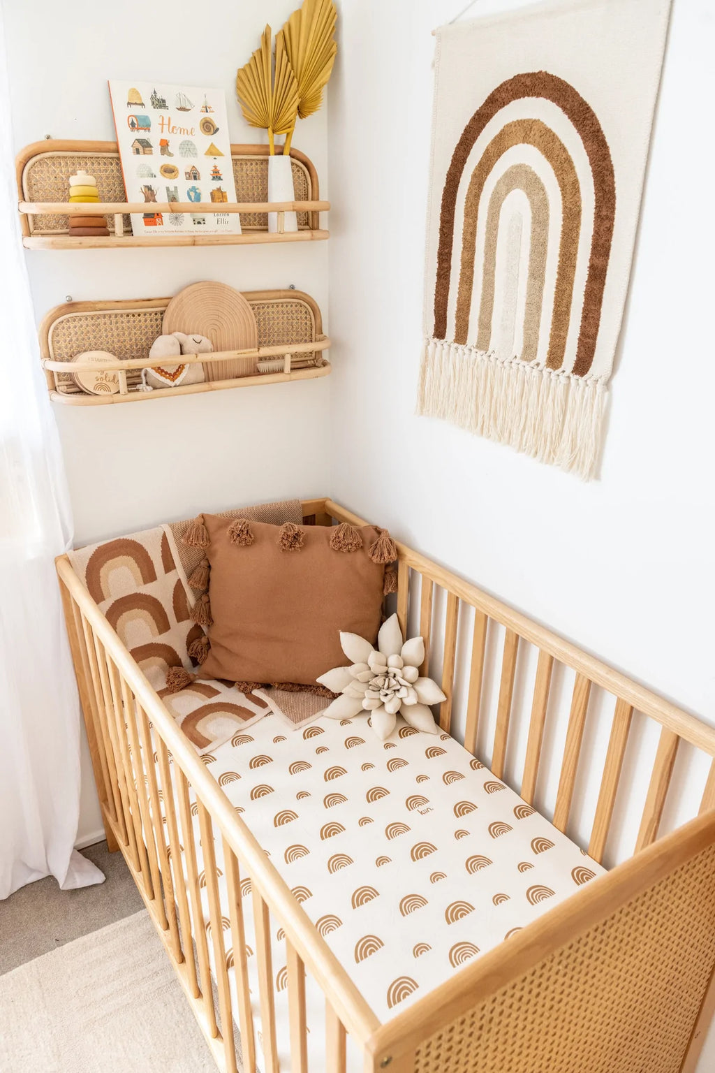 organic cot sheet - rainbow ivory + umber