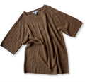 Ladies Linen Ribbed Knit Tee - Mocha