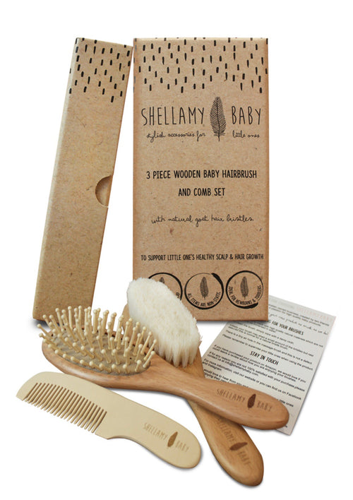 3 Piece Wooden Brush Set